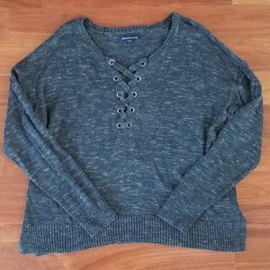 Lace-up Neckline Sweater